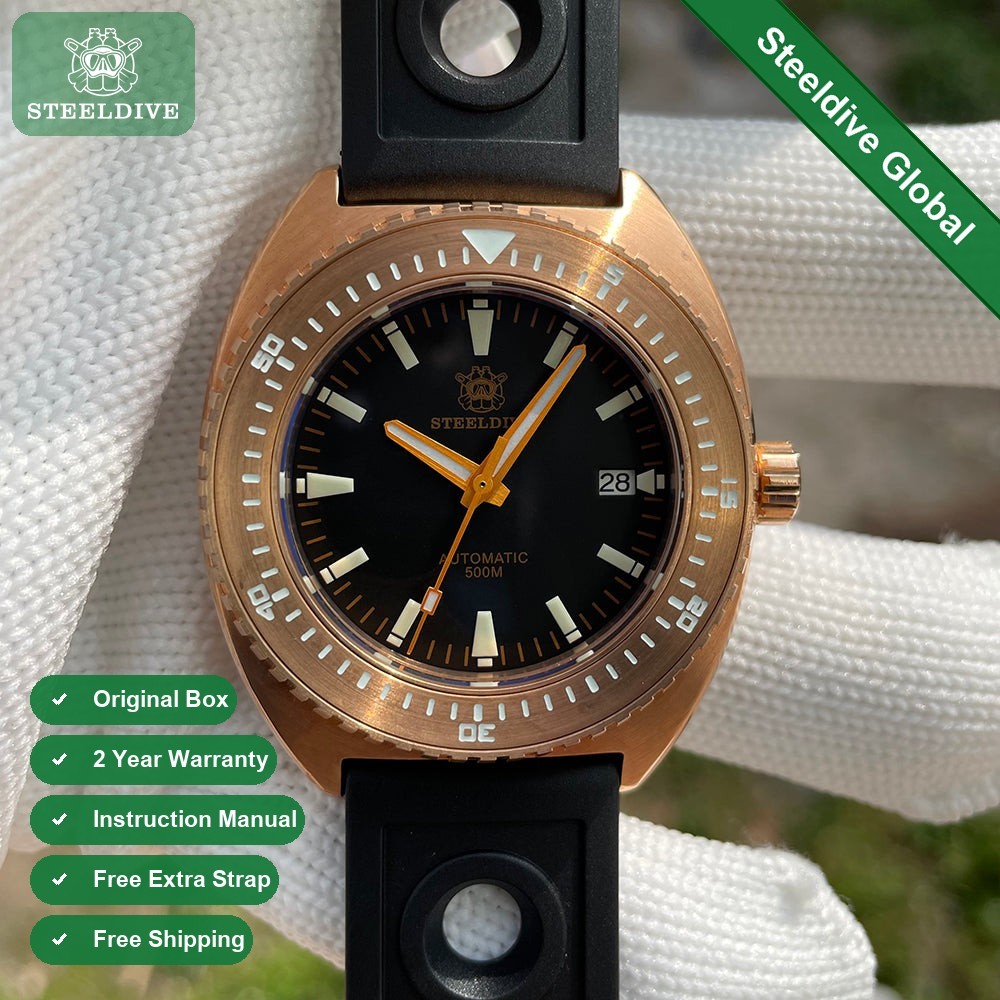 STEELDIVE SD1941S Mens Bronze 45mm 500M Automatic Dive Watch NH35 Sapphire
