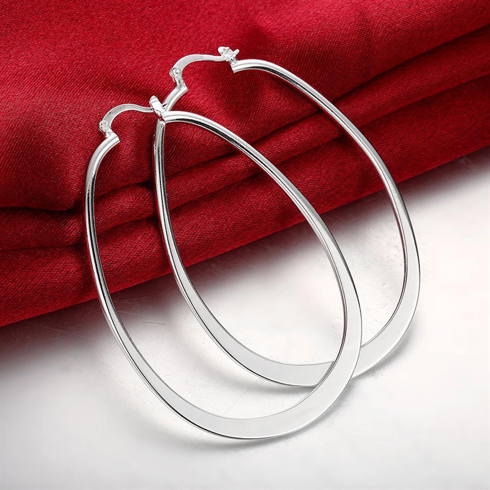 925 Sterling Silver Hoop Pierced Earrings 2.7″ inch L1