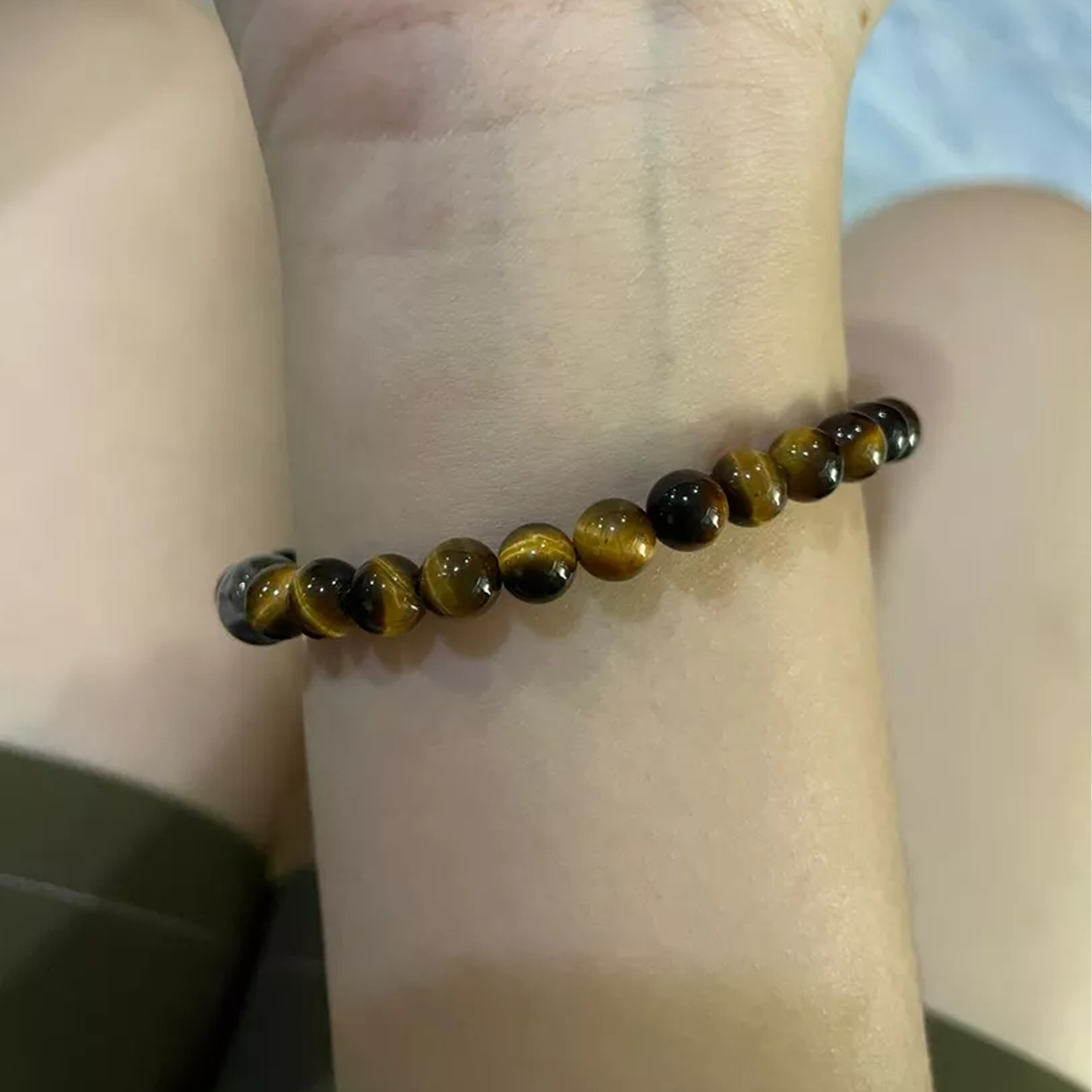 Tiger Eye Bracelet Round Beaded Crystal Beads Stretch Bracelet Men’s Womens 6 mm