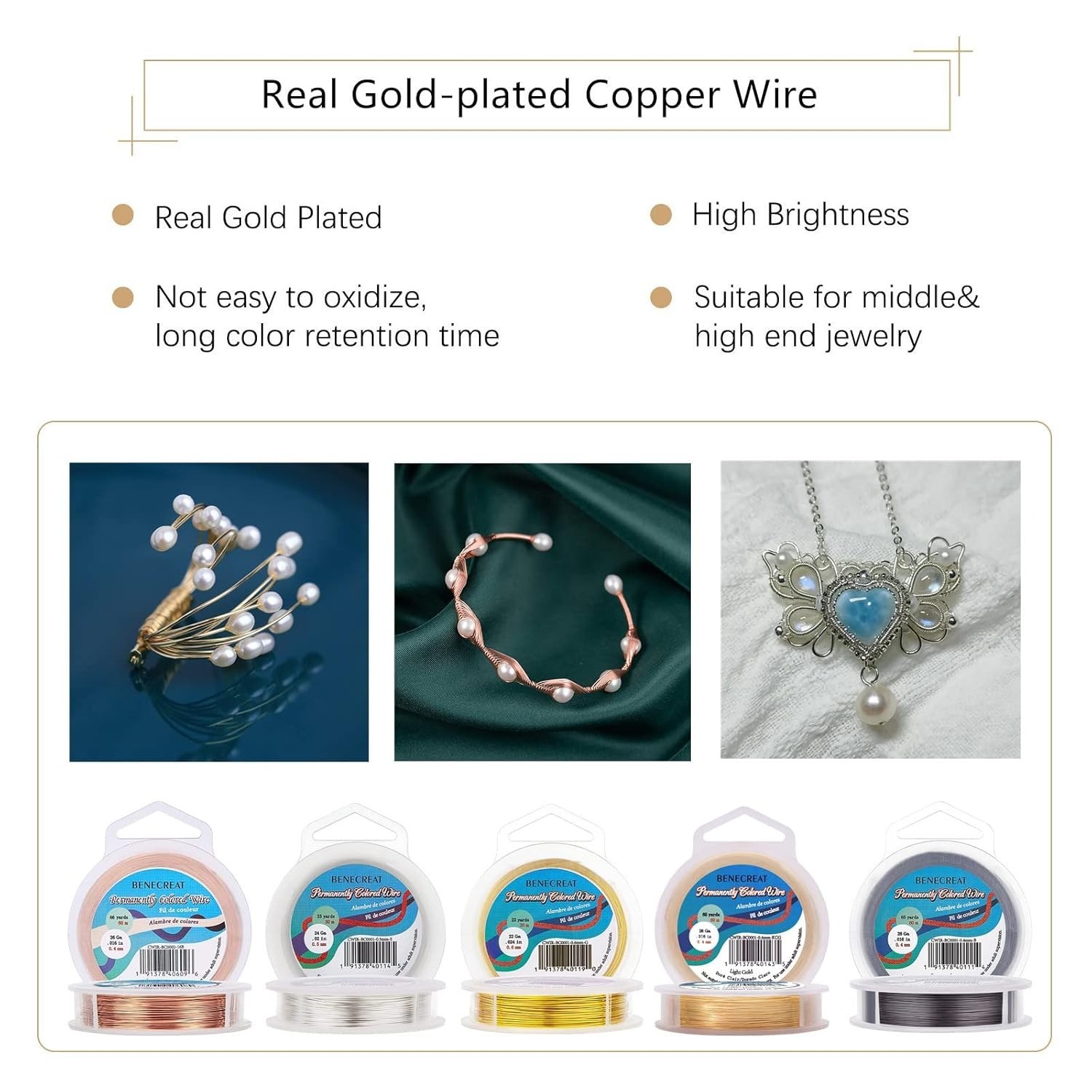 20 Gauge Gold Plated Copper Wire – Tarnish Resistant for Jewelry Making – 33ft