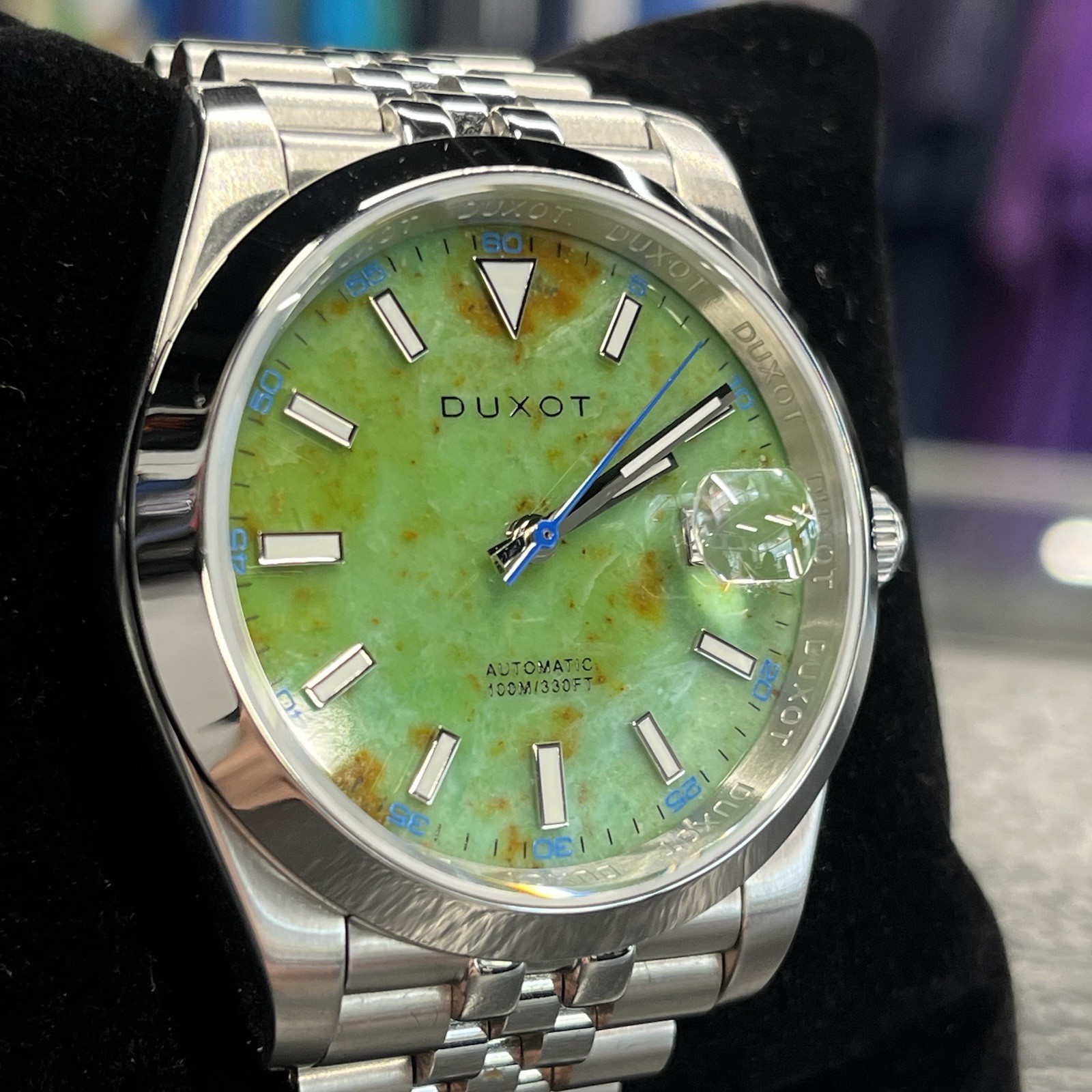 Duxot Vezeto Automatic Limited Edition Lime Green Gemstone Watch DX-2061-55