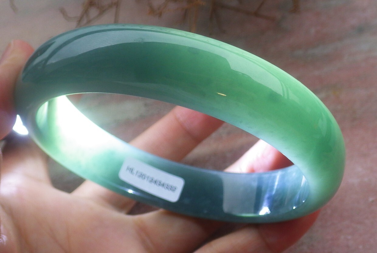 Video Certified Icy Green Natural A JADE Jadeite Bangle Bracelet 69mm 203073 AS
