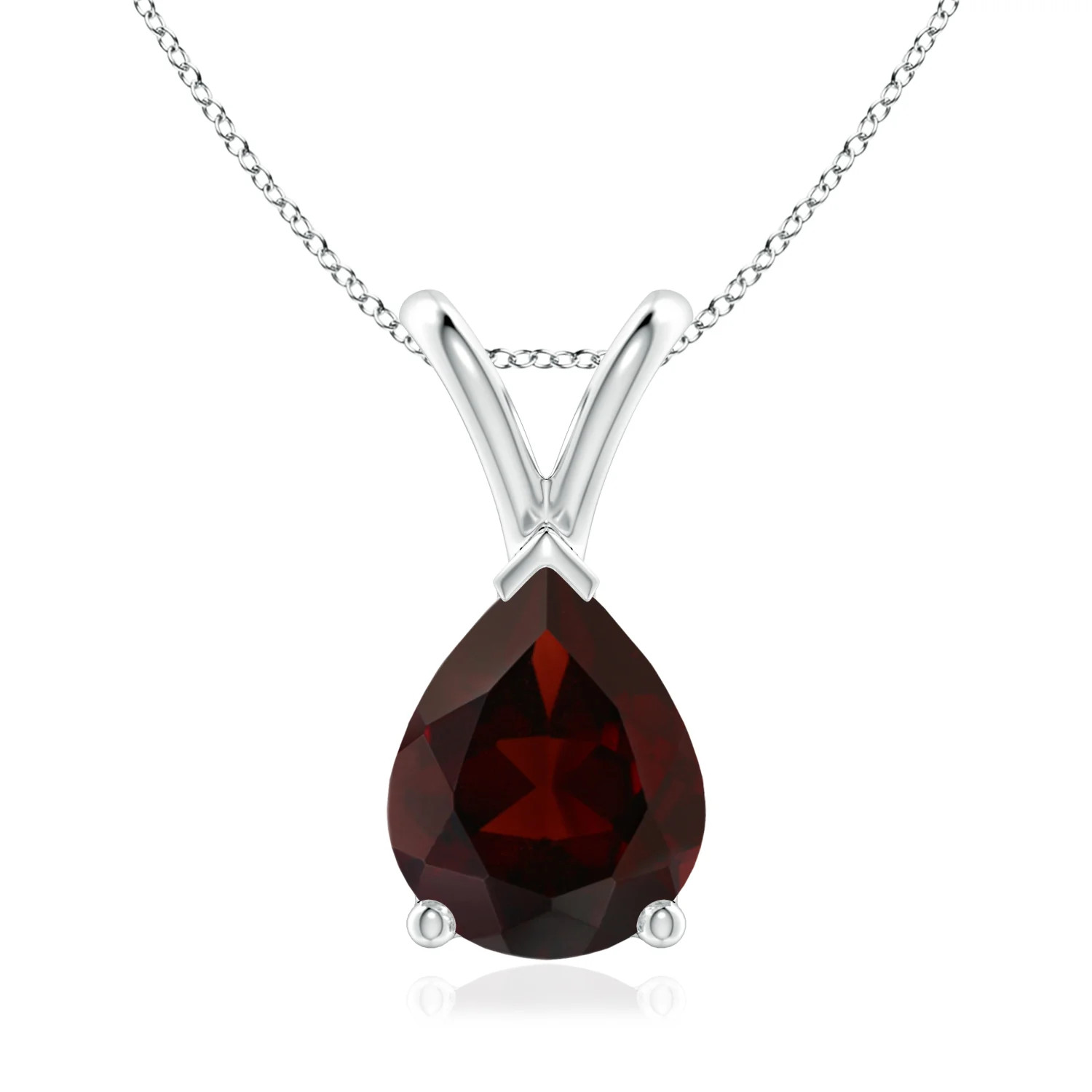 Angara Natural V-Bale Pear-Shaped 1.8 ct Garnet Solitaire Pendant in Silver