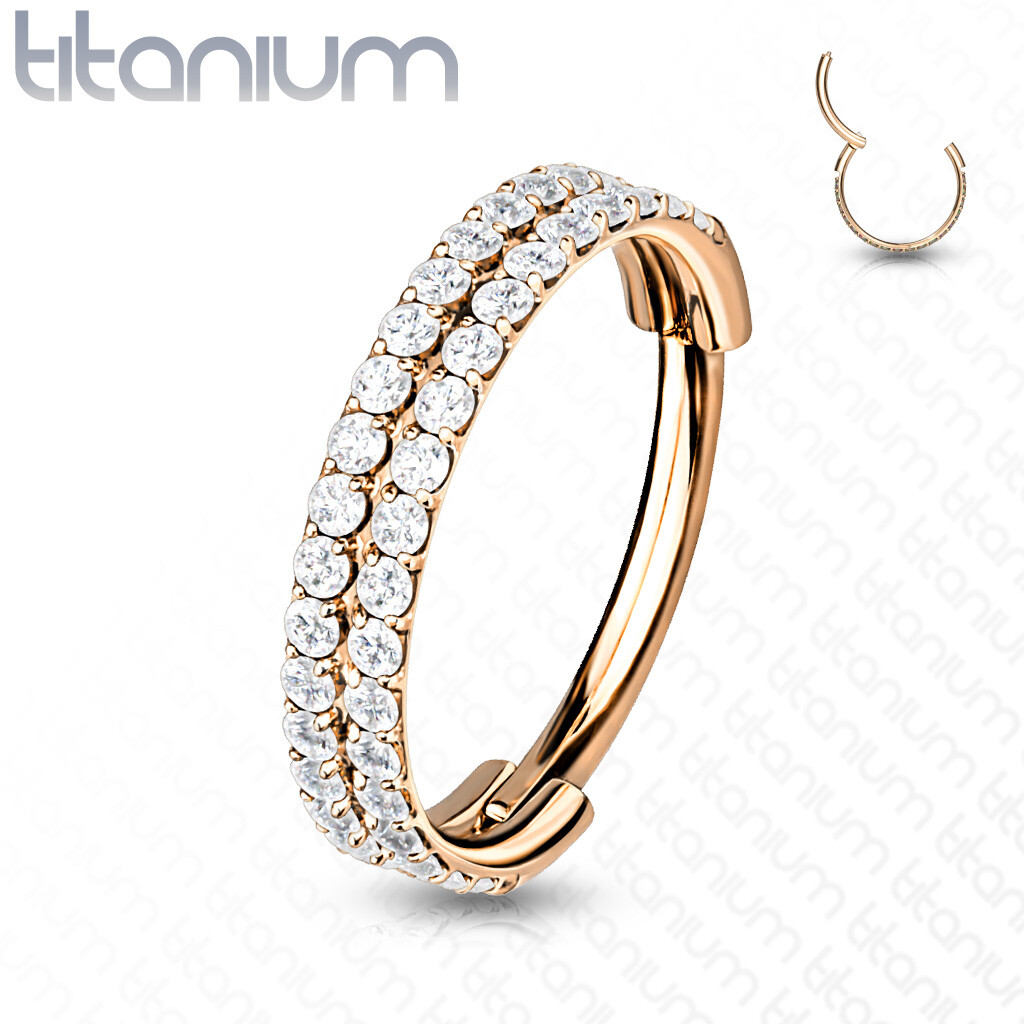 Implant Grade Titanium Double Lined CZ Hinged Segment Hoop Ring Ear Cartilage