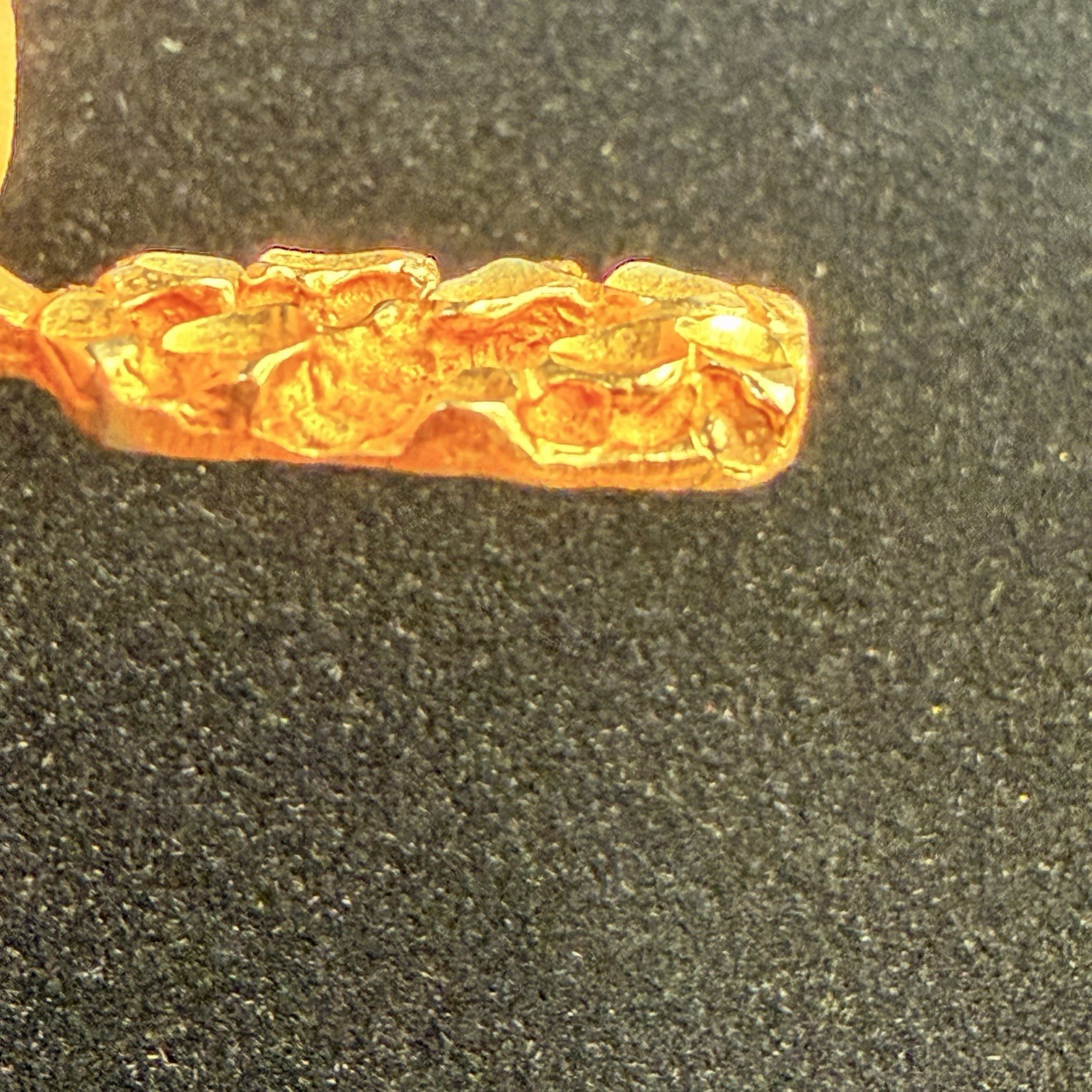 14k Yellow Gold Solid Bar Nugget Texture Charm Pendant 5/8″ TW 2.4 grams TESTED