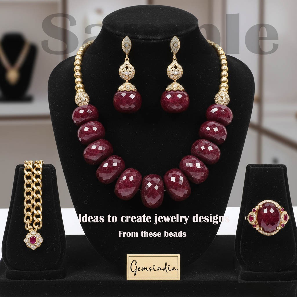 AAA Red Ruby Round Checkerboard Cut Beads 25-29mm Loose Gemstone Lot