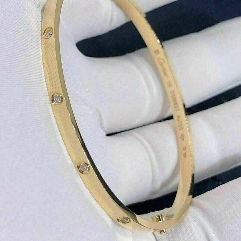 2CTW Round Certified Moissanite Bridal Bangle Bracelet 14K Yellow Gold Plated 7″
