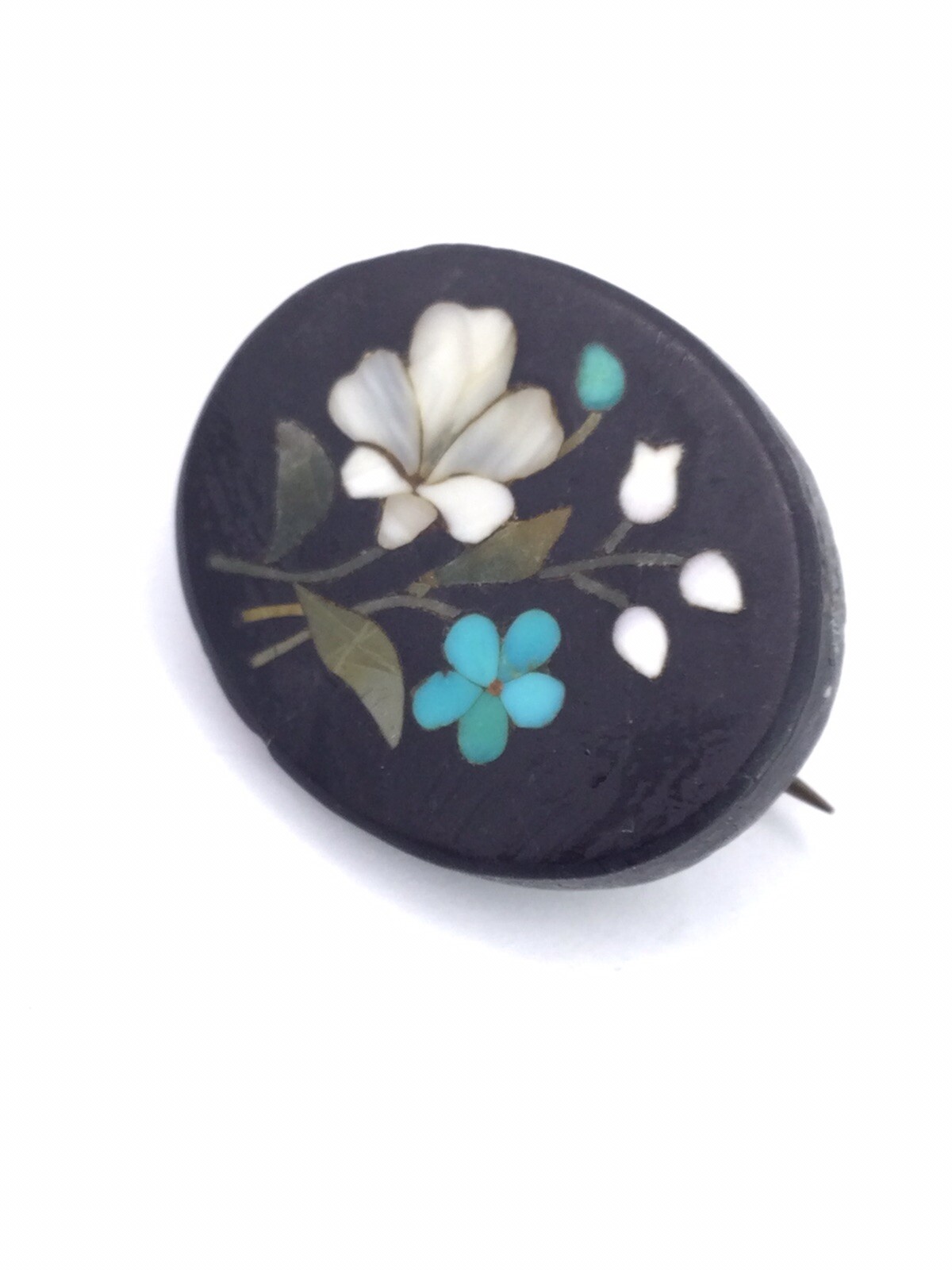 PETRA DURA FLORAL PIN – GOLD FILLED (V477)