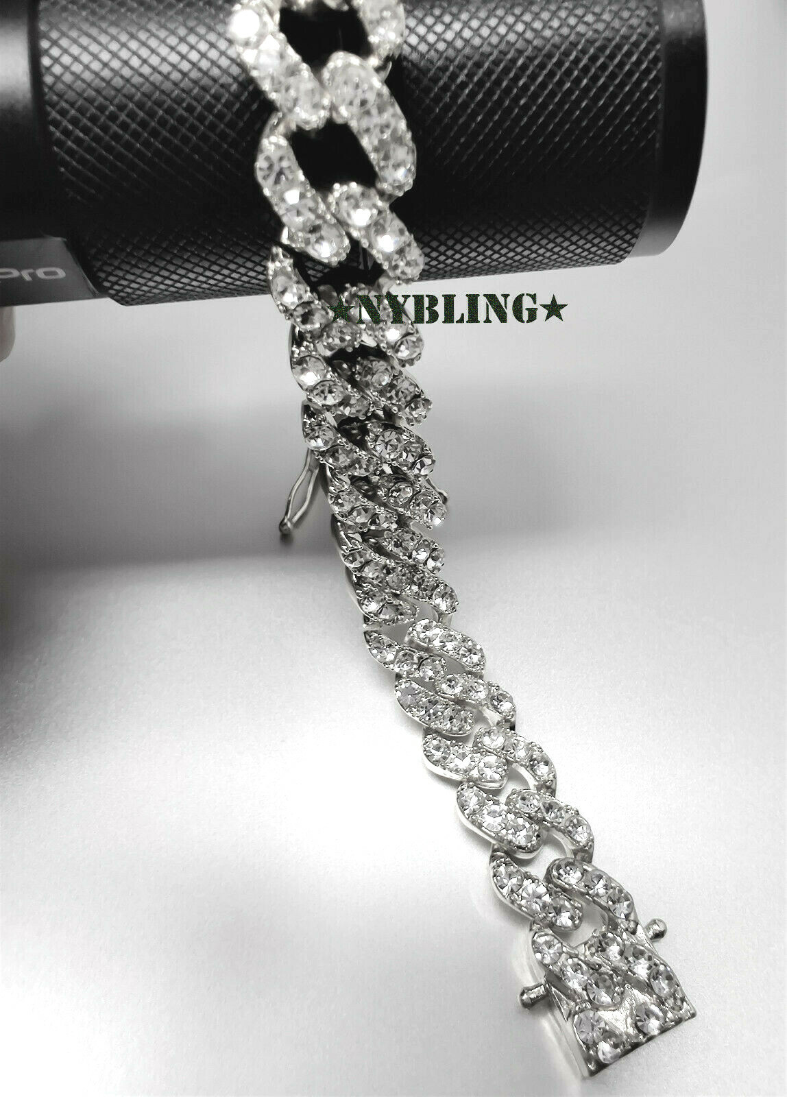 Miami Cuban Bracelet w CZ stones Men Hip Hop Gold Plated CZ Jewelry 7.5″ to 9.5″