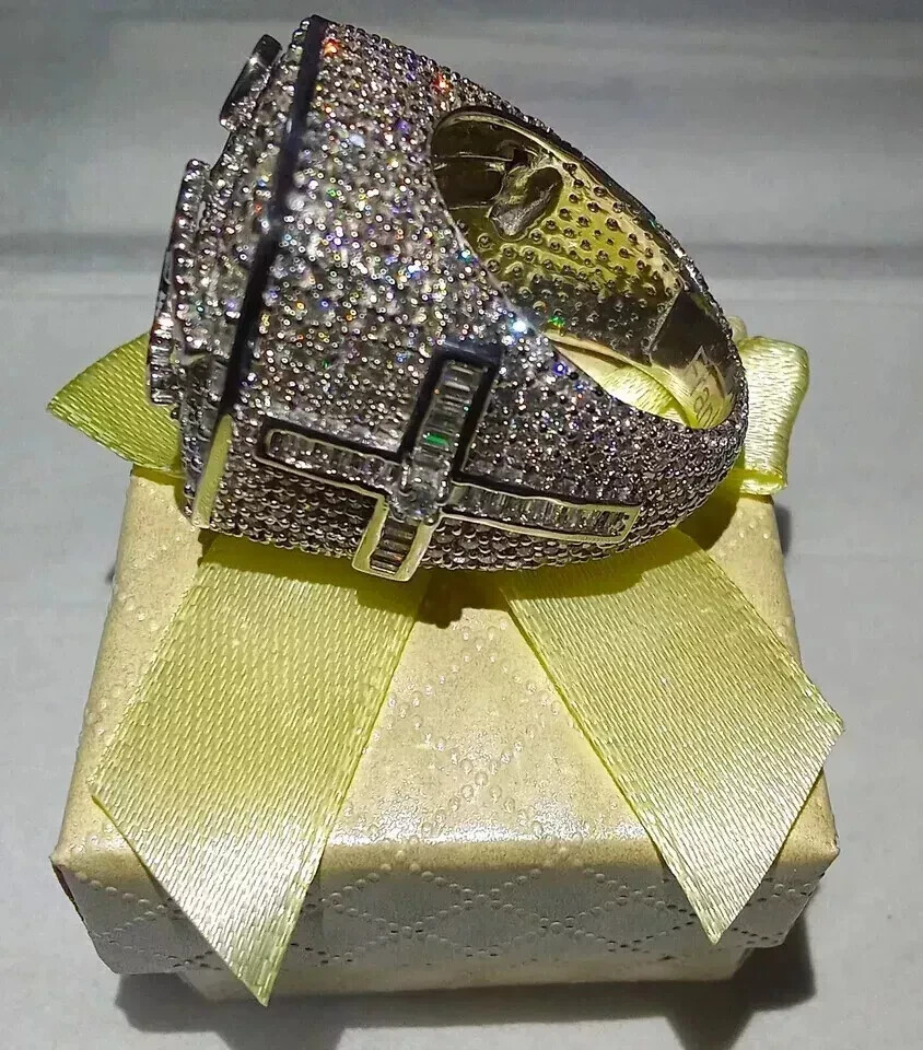 3.88Ct Round Simulated Diamond 14k White Gold Plated Customize Hip-Hop Band Ring