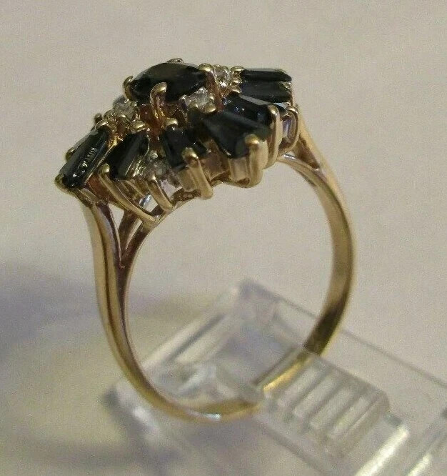 2.70 Carat 14K Gold Diamond & Sapphire Ring Diamond=.20 F-SI1/VS2 5.0 Grams