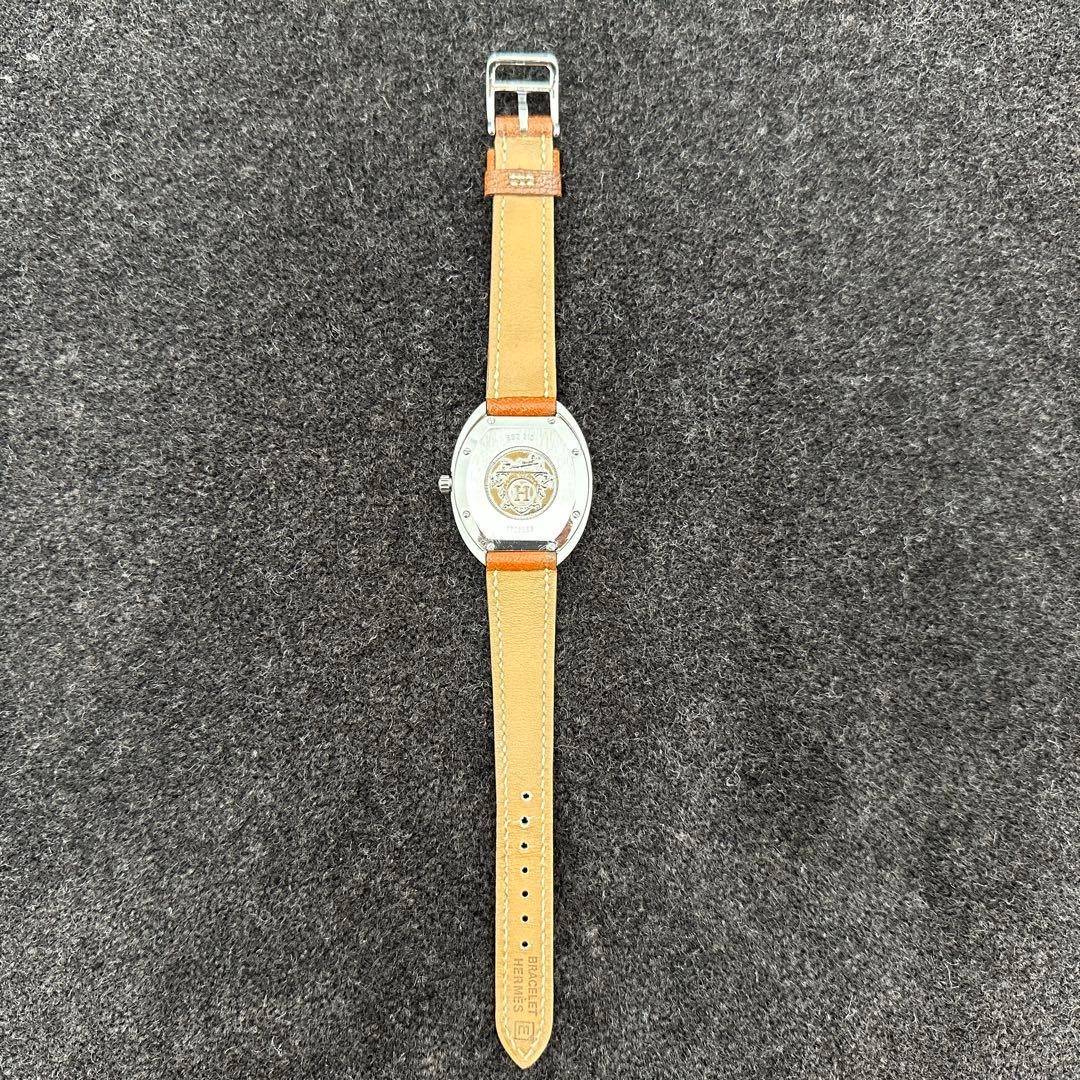 HERMES Wristwatch Espace Quartz Leather Silver Authentic From Japan