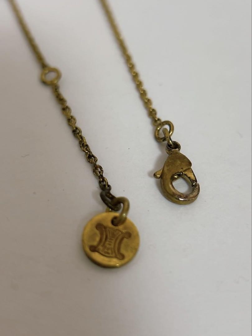 CELINE Necklace Handbag Motif Pendant Enamel Red Gold Length: 20.5 in.Vintage
