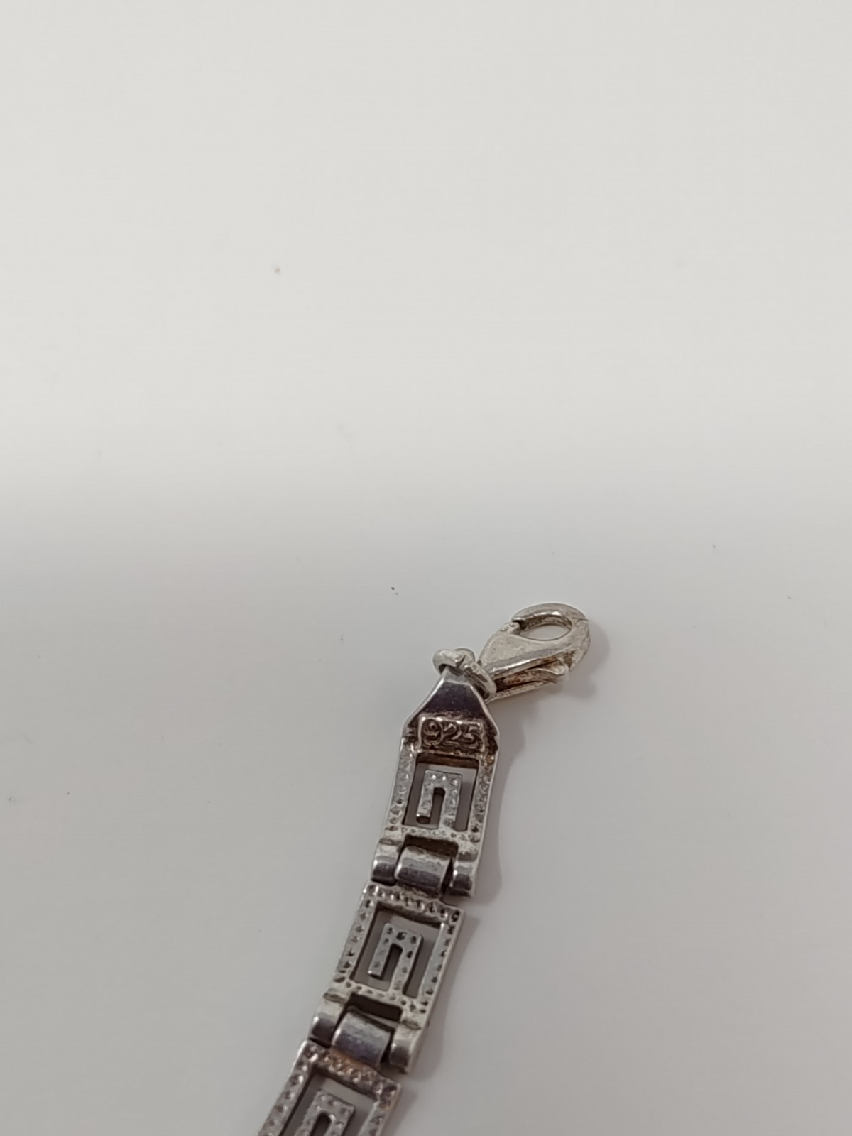 Sterling Silver Greek Key Link Bracelet 7 Inch 925