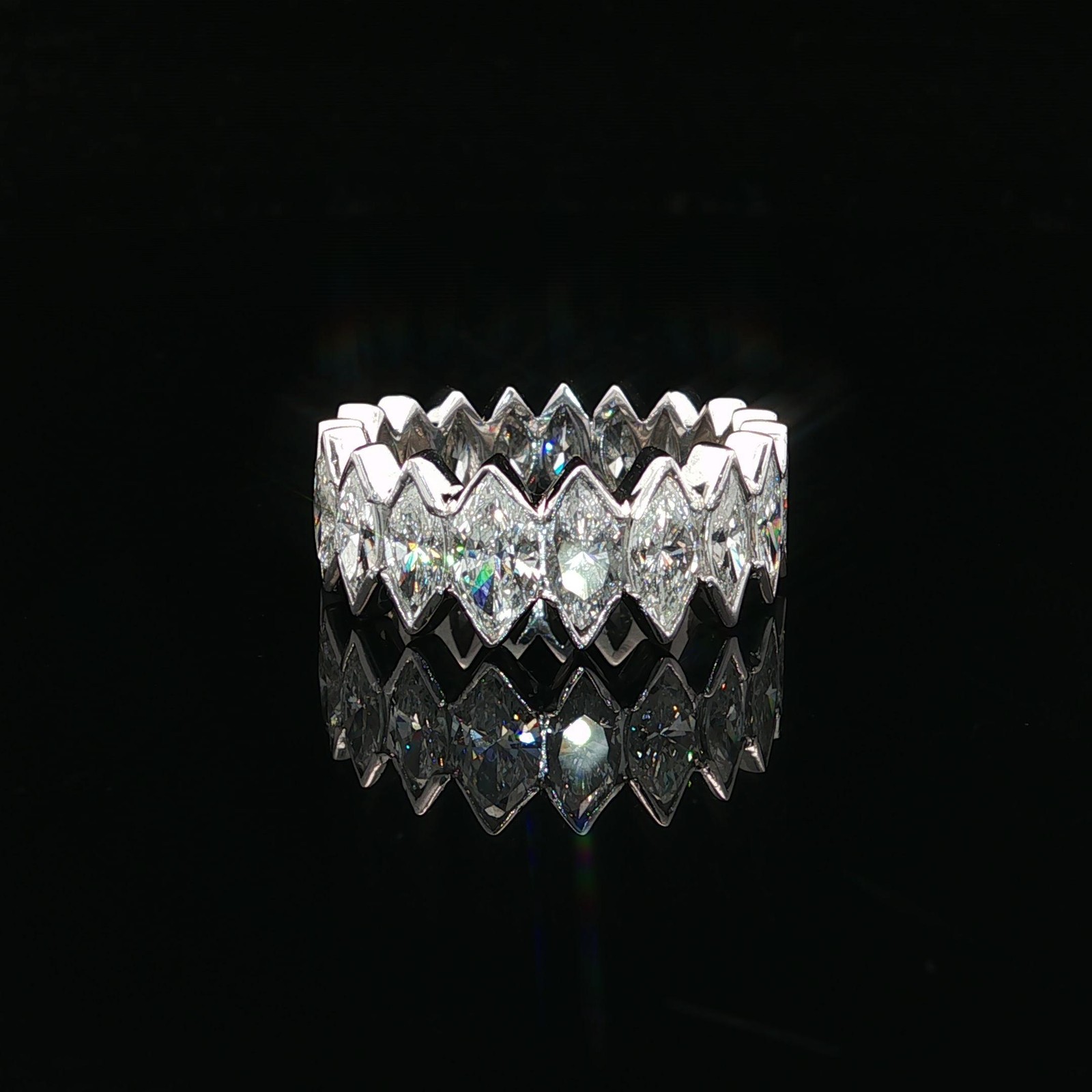 Vintage Platinum 5.5ct Marquise Diamond Channel V Prong Band Ring
