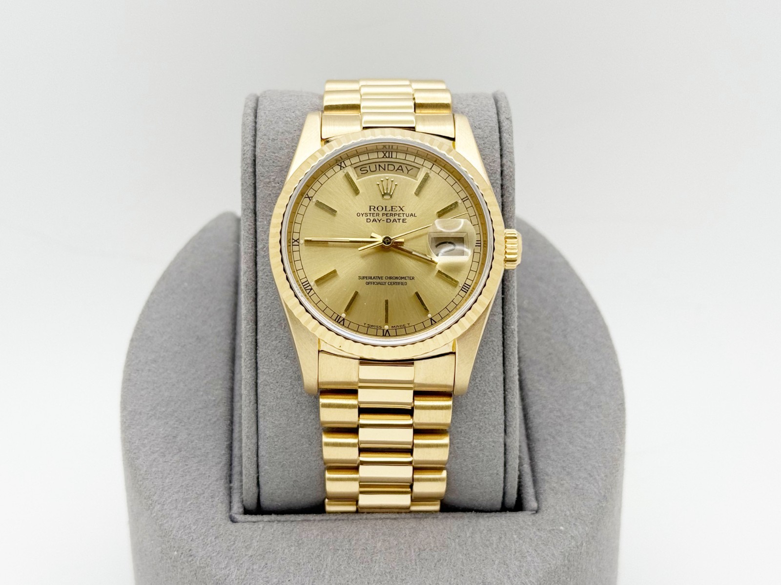 Rolex Day Date President 18038 36mm Champagne Dial 18K Yellow Gold Box Booklets