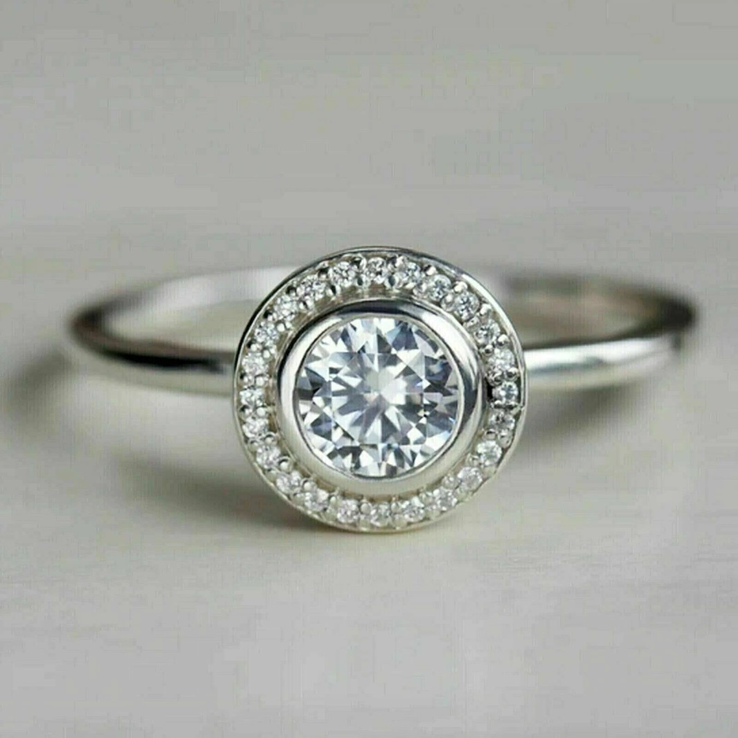 2.50 CTW Round VVS1 Moissanite 14K White Gold Plated Engagement Anniversary Ring