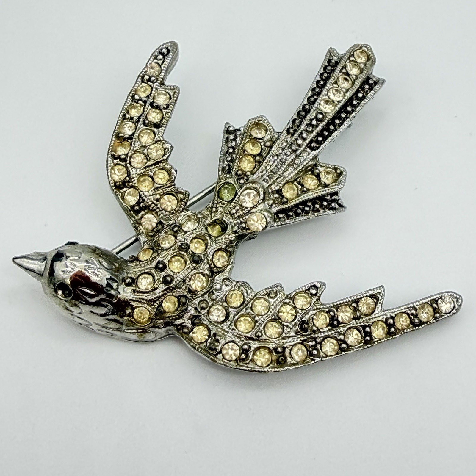 Vtg Art Deco Swallow Bird Brooch Read