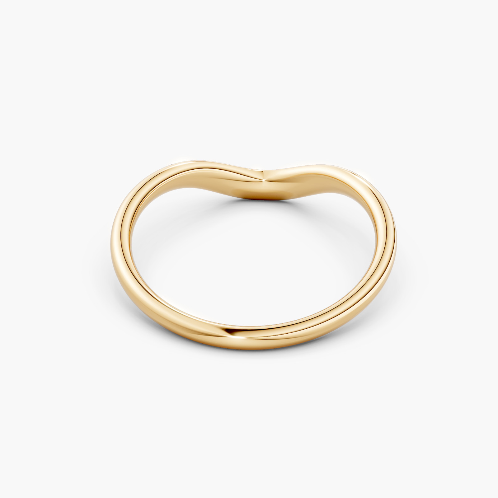 Lab Grown Diamond Wave Ring 14K Yellow Gold Curved Stackable Wedding Band