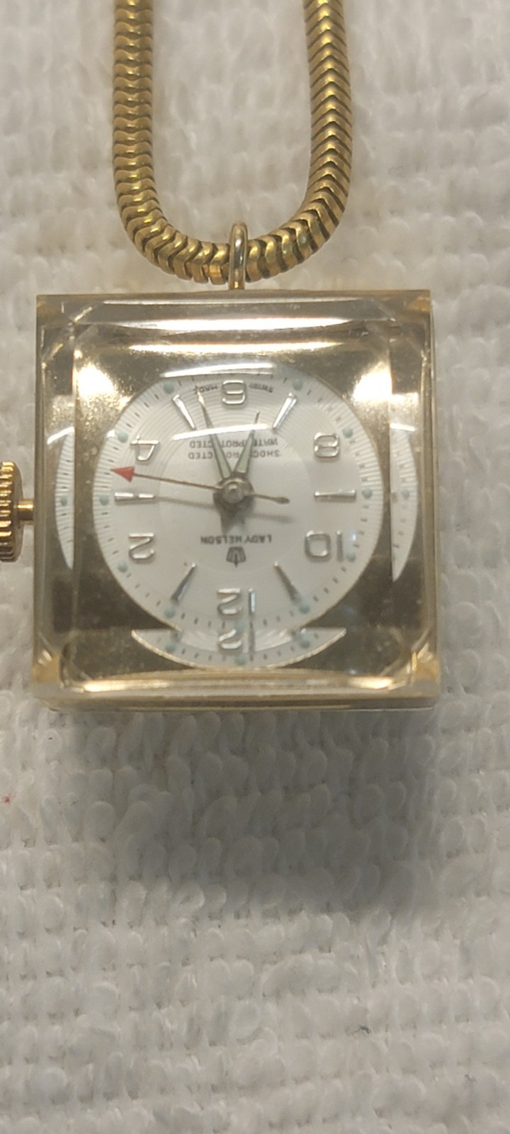 Lady Nelson Swiss Made Mechanical Women’s Square Gold Tone Watch Silver Dial
