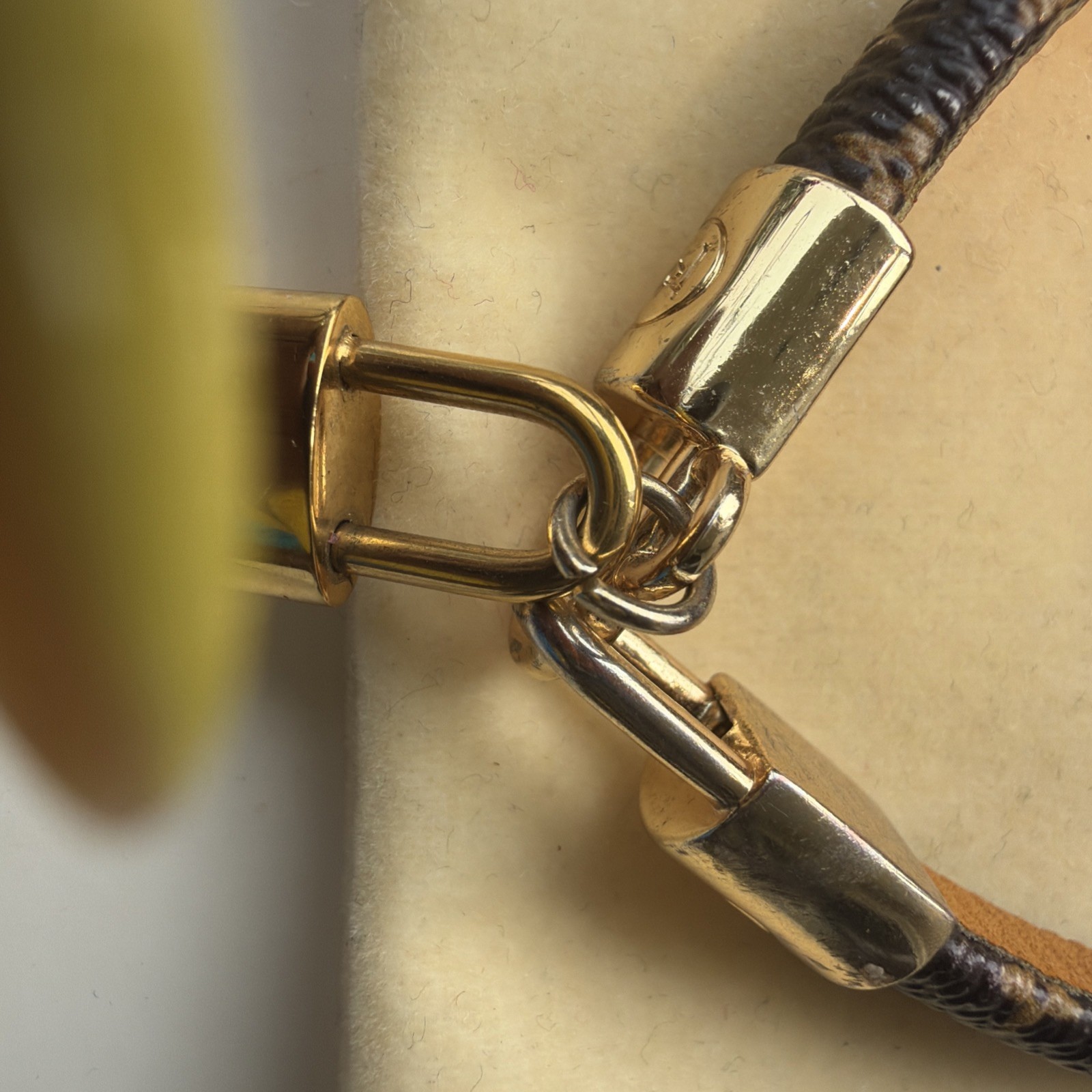 Louis Vuitton Golden Lock Charm Leather Bracelet With Dust Bag PreOwned 7.5 in