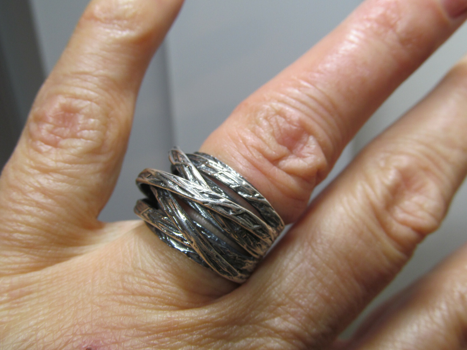PZ PAZ Creations 925 Sterling Silver Bypass Tree Branches Ring 8.1g 5.75s ISRAEL