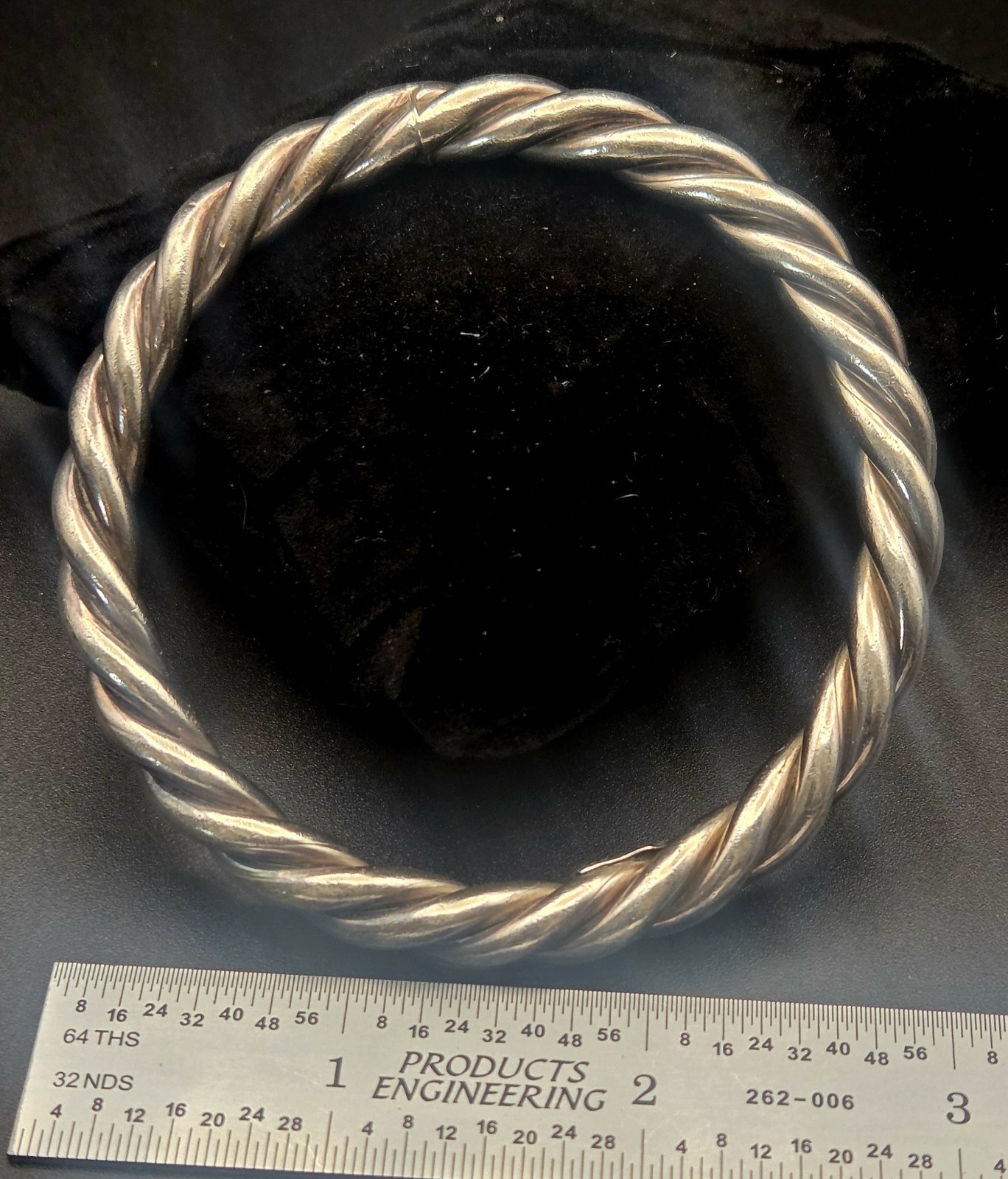 Vintage Heavy Mexican Sterling Silver Twisted Rope Bangle Bracelet 42.5g 2.5″