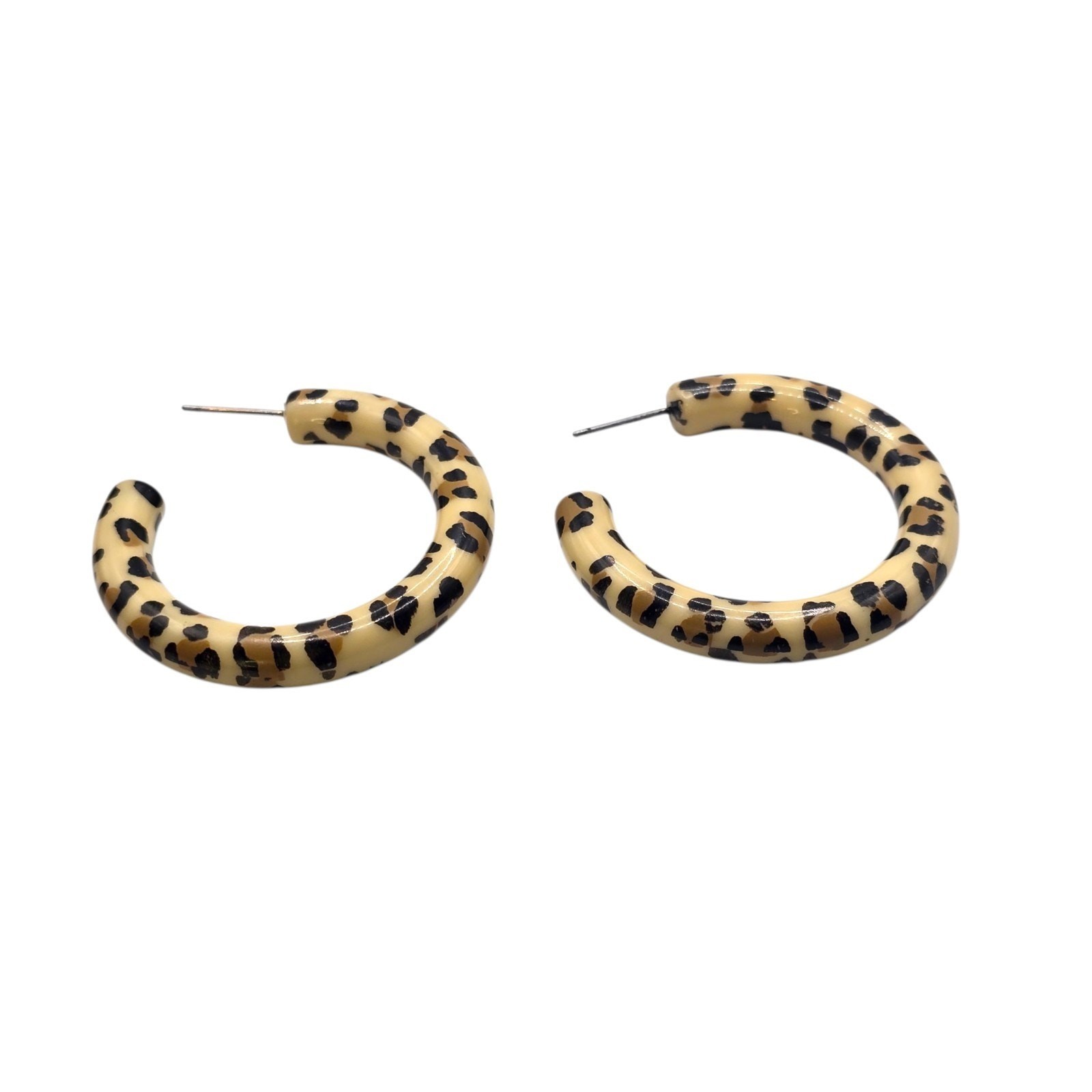 Earrings Leopard Print Camy Cheetah Hoop Acrylic Pierced Statement SKU 3372