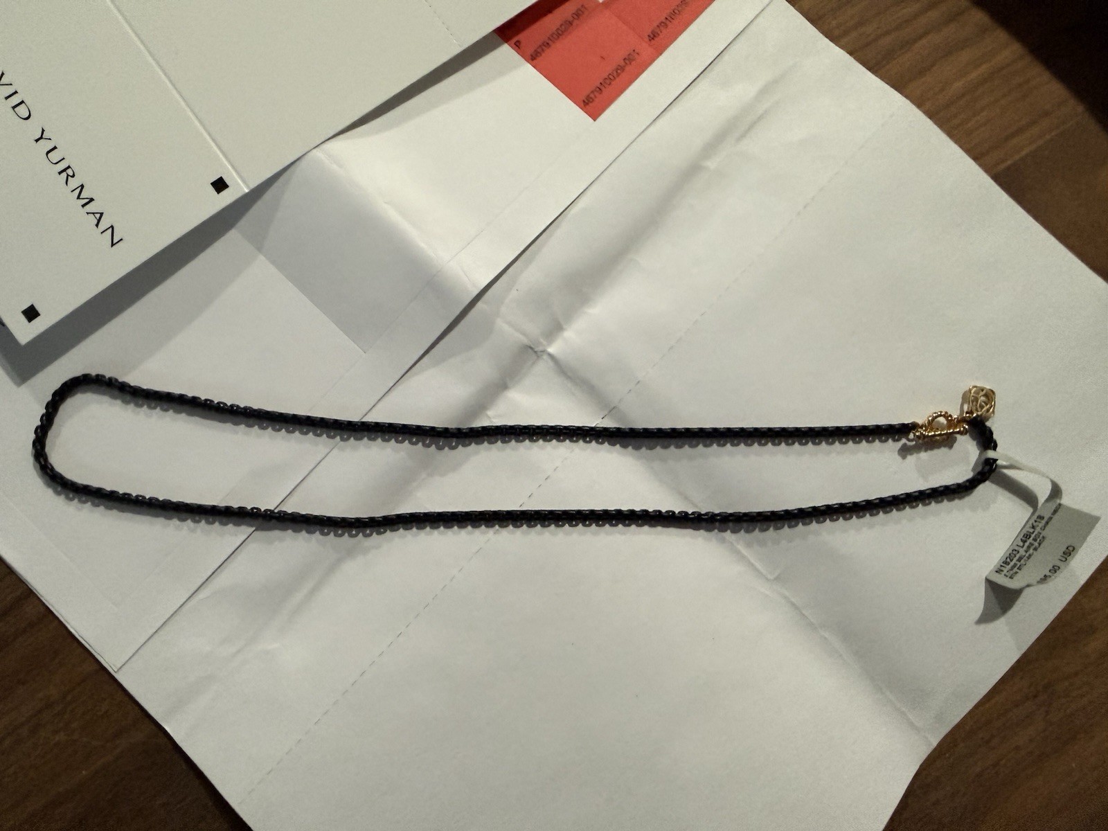 David Yurman Bel Aire 18in Black Box Chain Necklace 925 Silver 14K Lobster