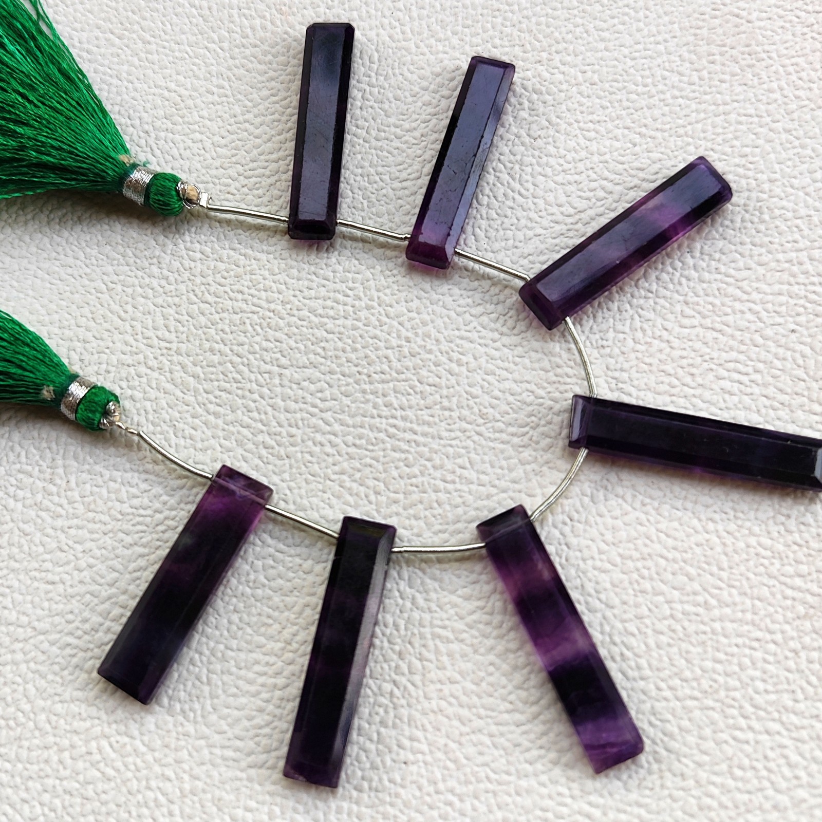 Natural Rainbow Fluorite Brazil 23-25mm Faceted Baguette Beads 4.5″ Strand Gems