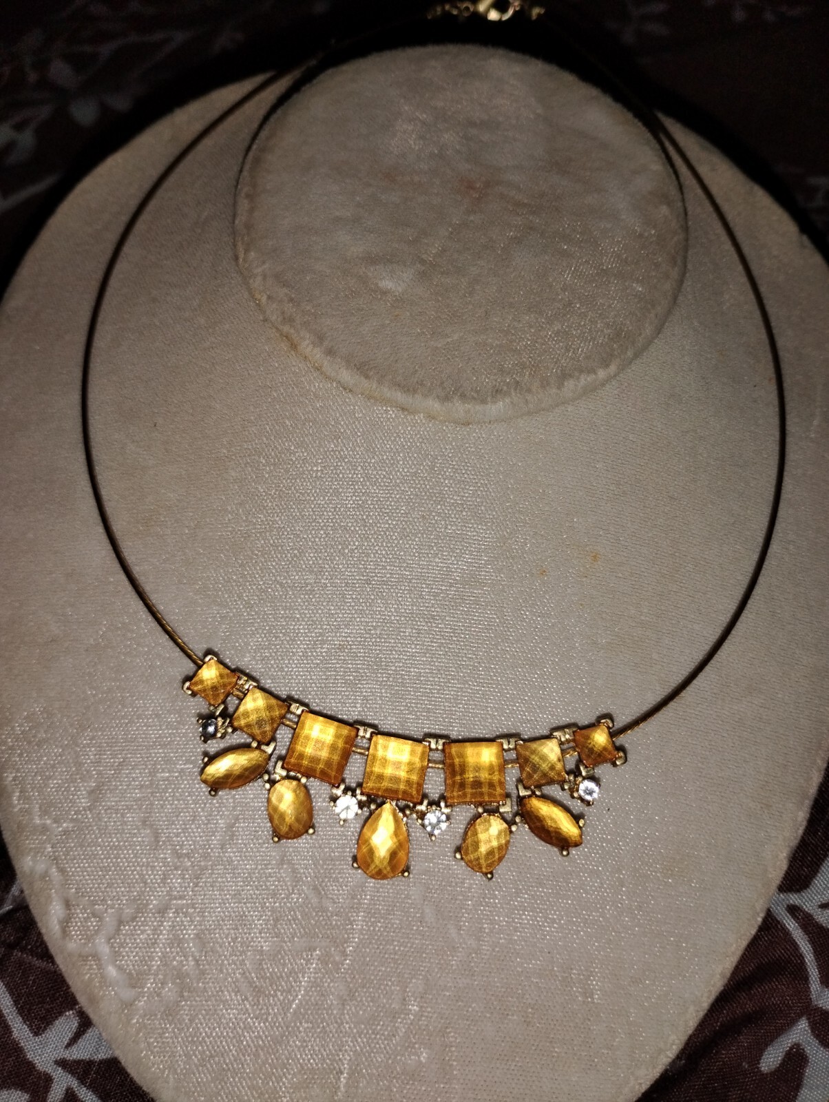 Vintage SAQ Faux Citrine Bib Necklace
