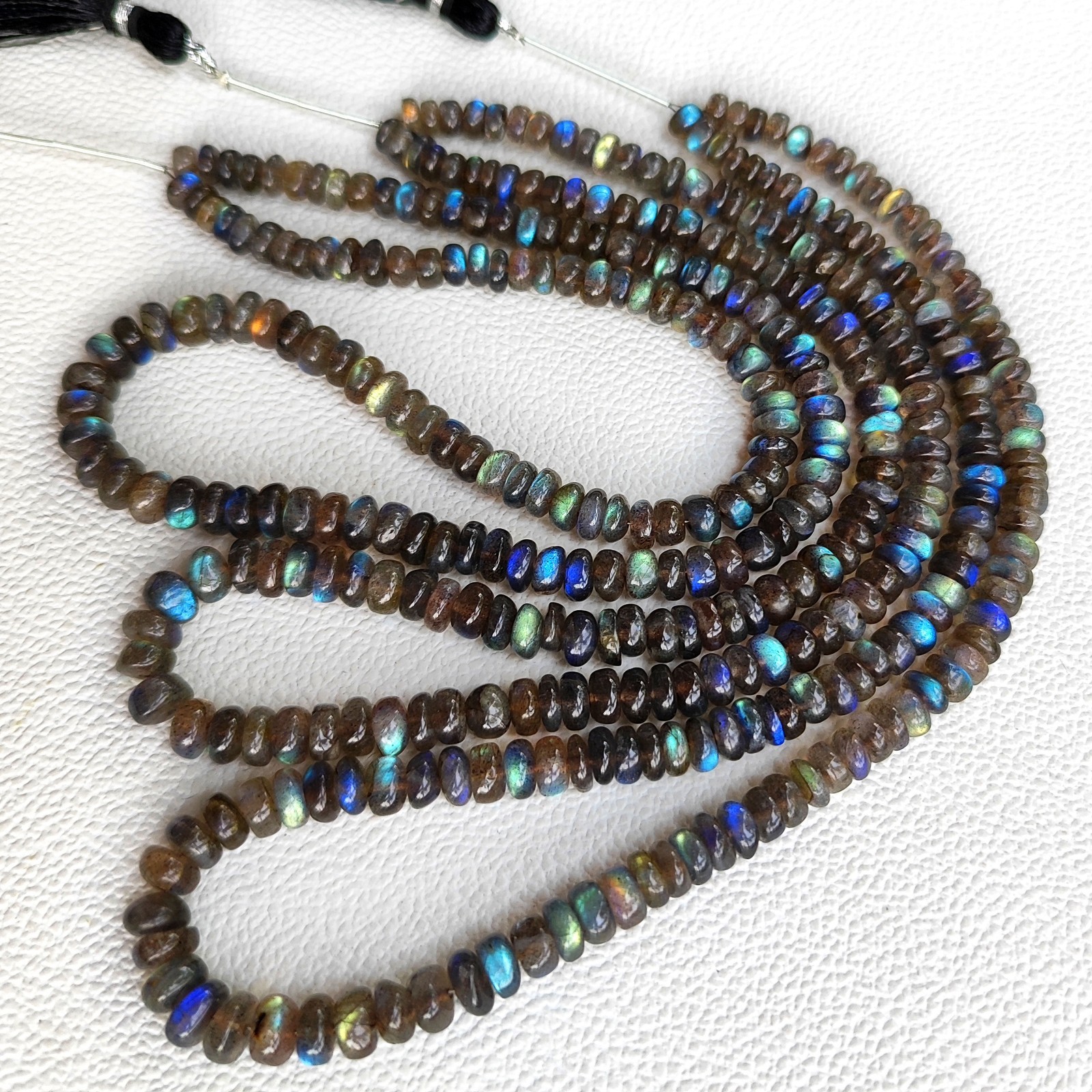 6-7mm Smooth Rondelle Labradorite Rainbow Fire 16.5″ Strand Beads India Gems