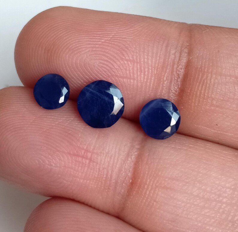 Certified Natural Blue Sapphire Round No Heat No Treat Loose Gemstone 3.47 Ct