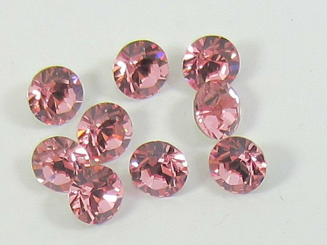 1gr 24pp LT. ROSE FOILED POINTED BACK European Rhinestones