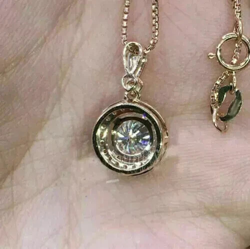 2Ct Round Lab-Created Diamond Solitaire Pendant 14K Yellow Gold Finish