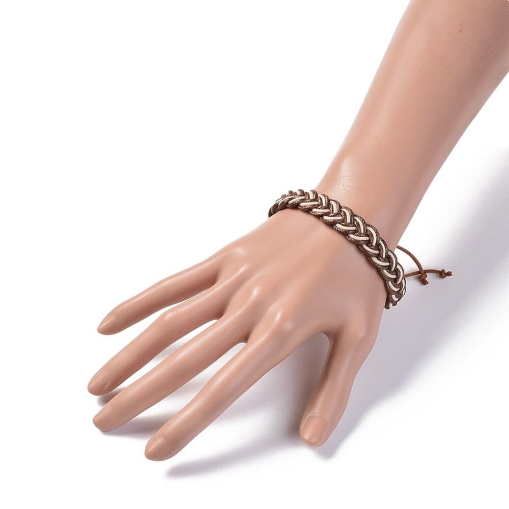Waxed Cord Braided Bracelets about 2-3/8 inch~3 inch(6.2~7.5cm) inner diameter