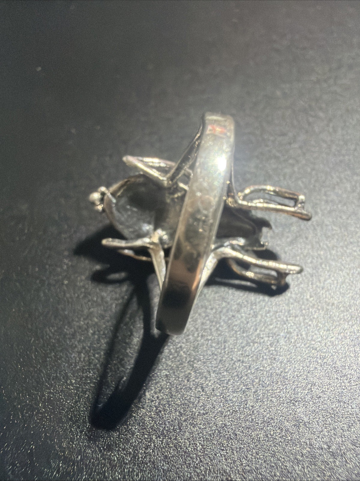 Sterling Silver onyx Spider Pill Box Poison Goth Ring Size 10