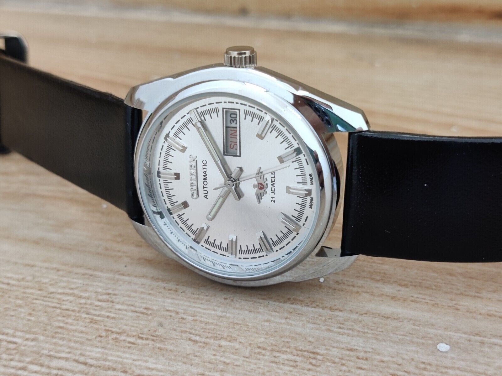 Vintage Citizen Automatic Japan Made Blue Dial Day/ Date Men’s Wrist Good Watch
