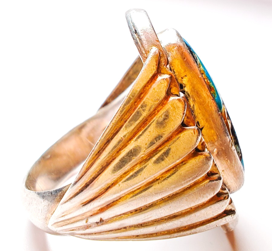 Navajo Sterling Silver Turquoise Ring Size 10.5 • LARGE 19×10.6mm Stone • 17.18g