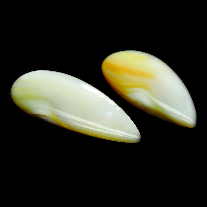 36X17X7 MM 58.85 CTS GRACEFUL 2 PCS PEAR CAB Mother ofPearl GEMSTONE earrings