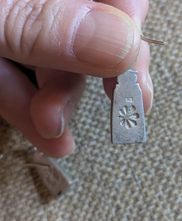 Marahlago larimar sterling silver earrings 1 3/8″ L Caribbean ocean beach