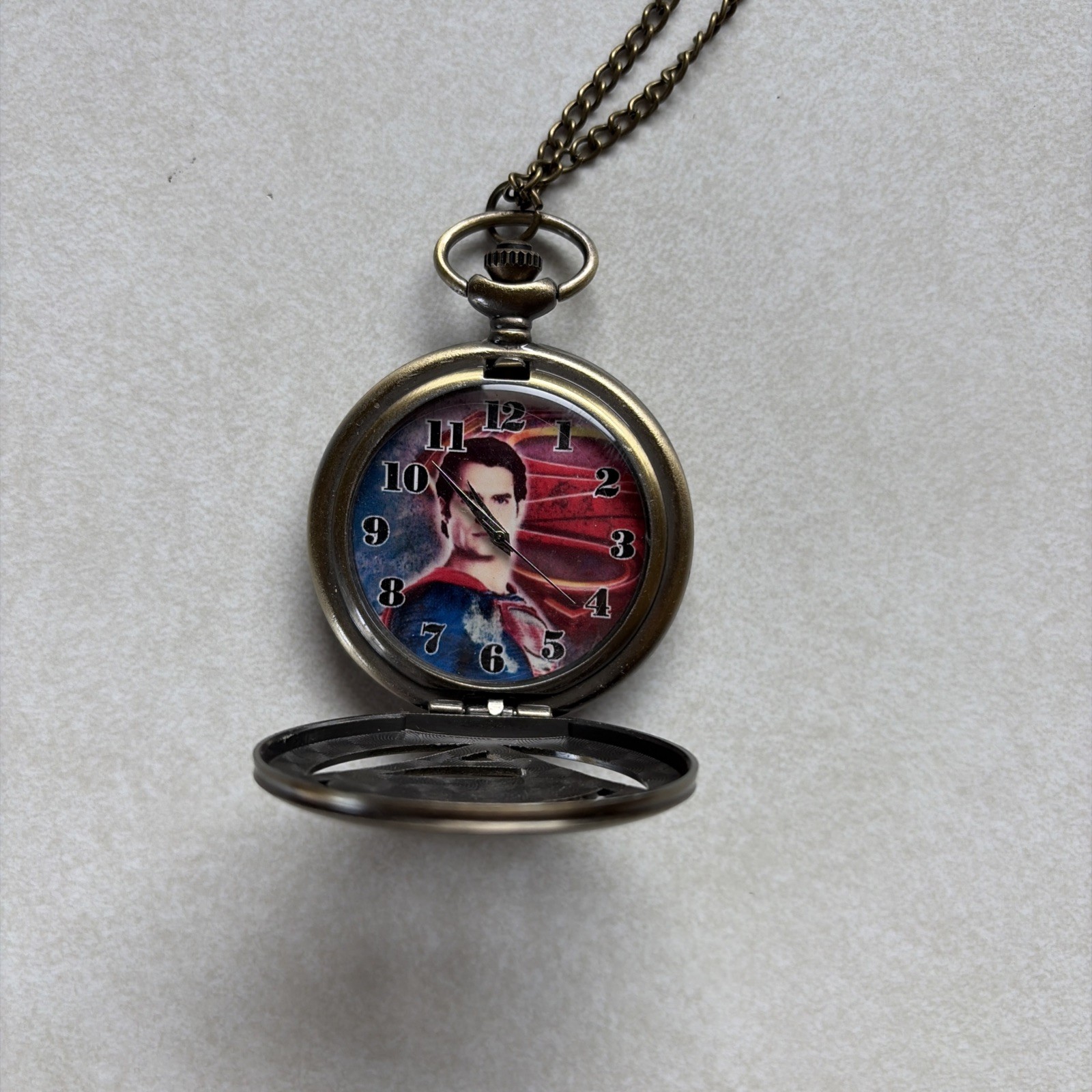 SUPERMAN POCKET WATCH Necklace Pendant Photo Decorative DC Comics Pics