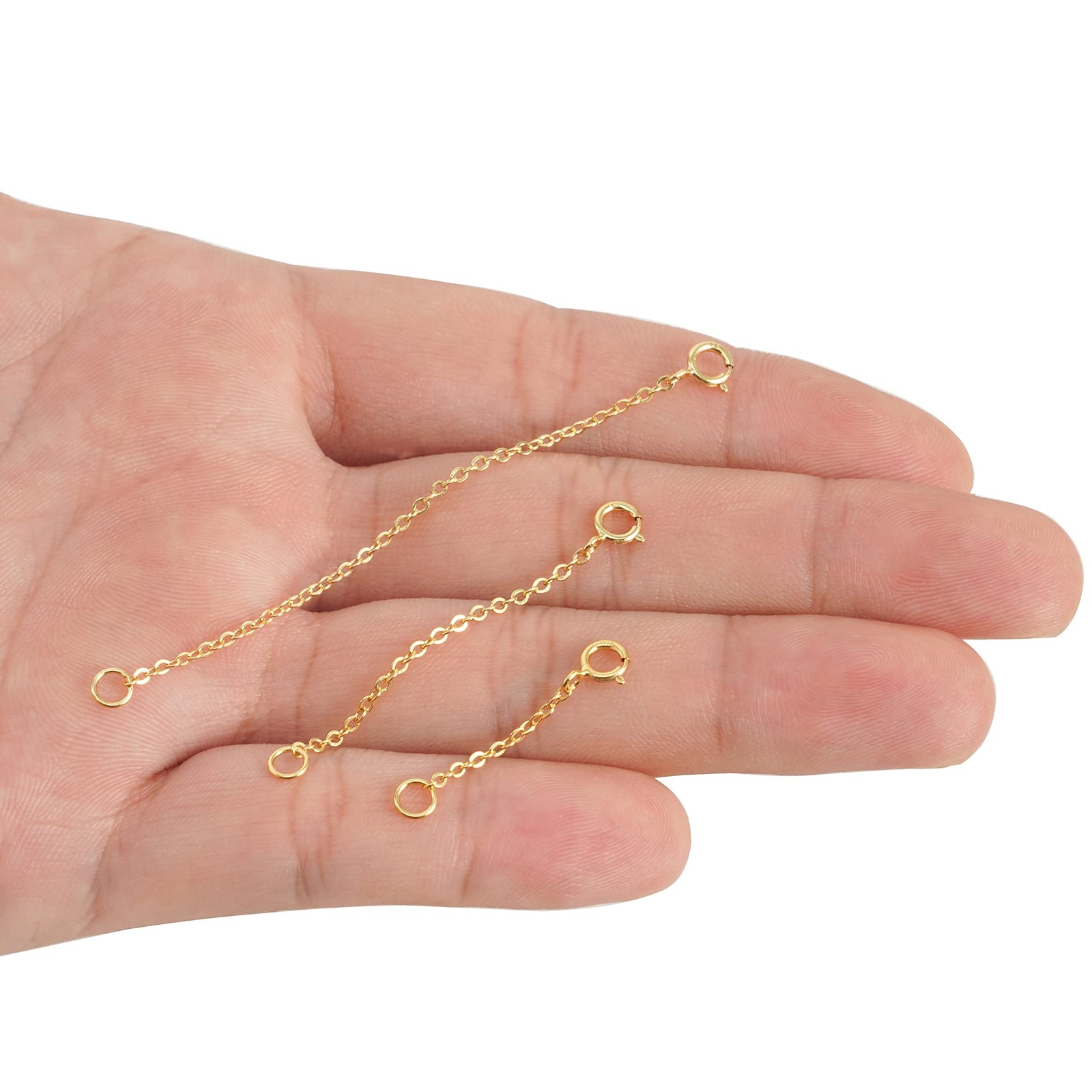 3 Pack 14K Gold Plated Necklace Extenders Chain Bracelet Extender, 1/2/3 Inch