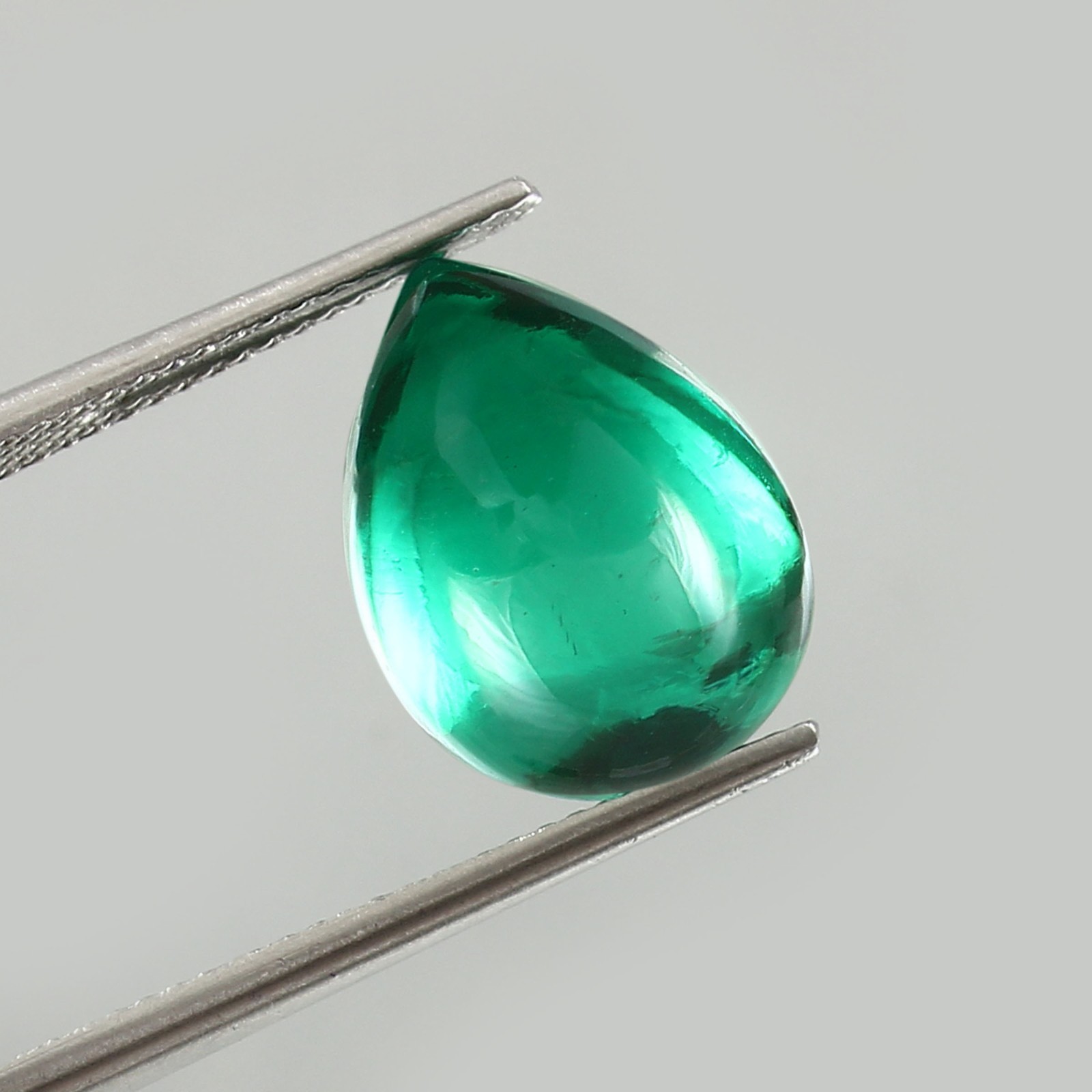 Flat Back Nanocrystal Emerald Pear Cabochon Lab Created Gemstone-(4×5-20x25mm)