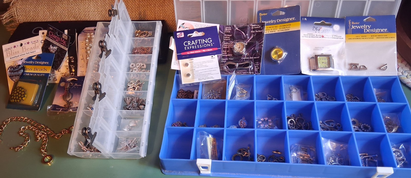 HUGE Mixed Charm Lot, Watch Faces W/batt, Toggles, Jump Rings, Clasps
