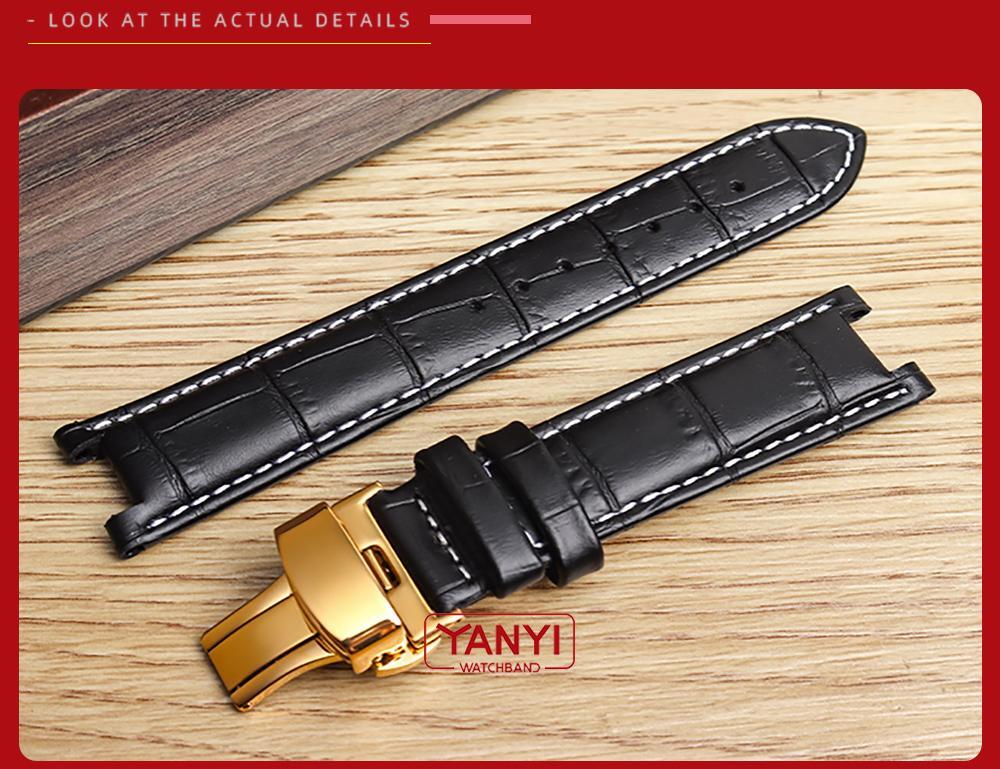 Genuine Leather Watch Strap Fit for Gc 22x13mm 20x11mm Notched Wristwatches Band