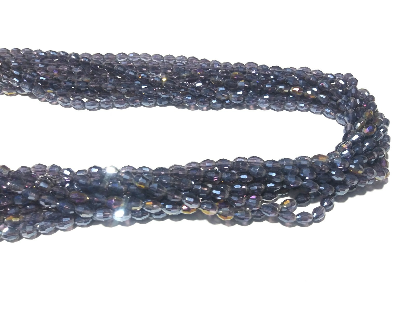 5 Strand Mystic iolite Quartz Barrel Faceted 4x6mm Hydro Loose Beads 12″inch