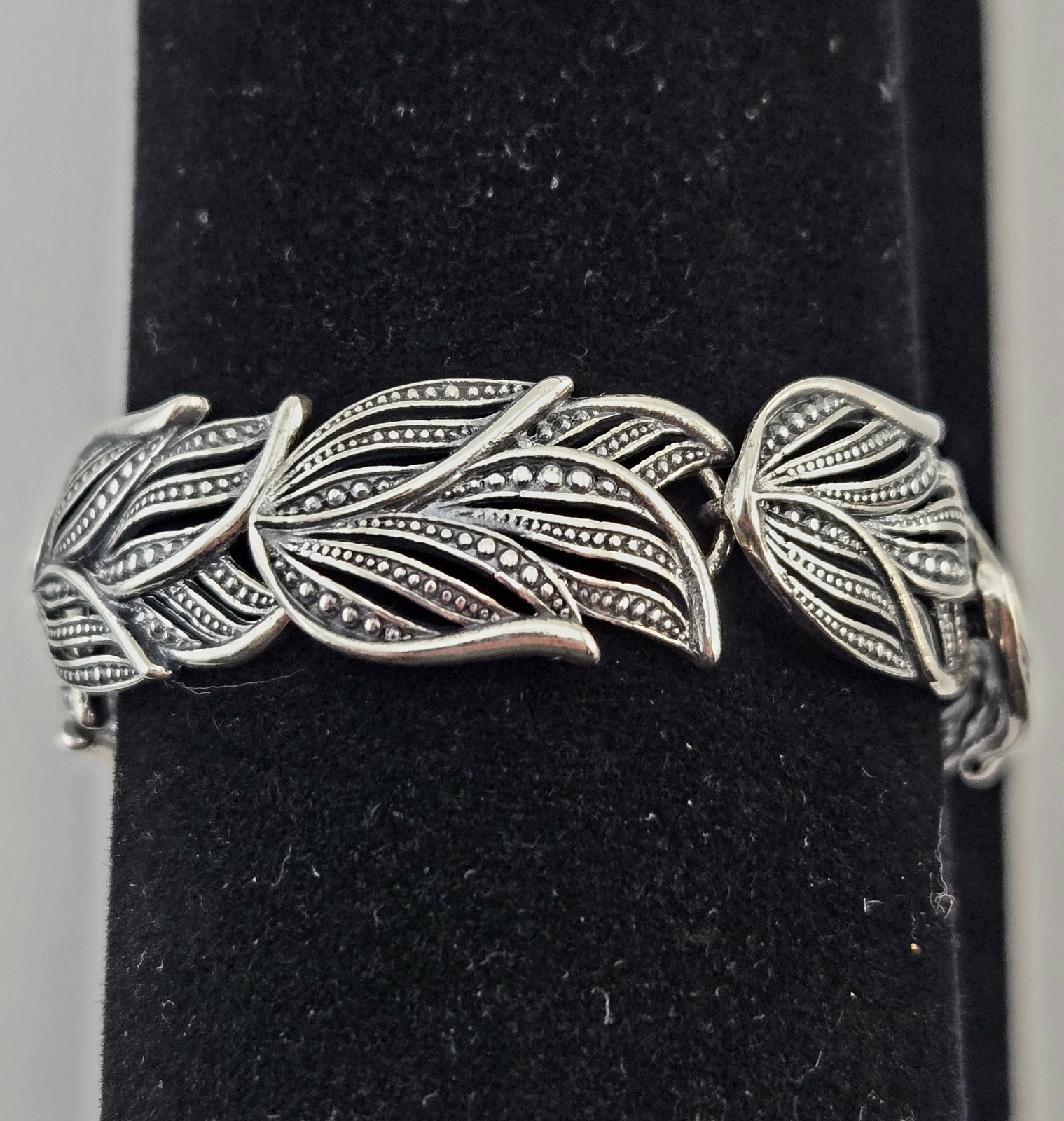 Vintage Israel OR Paz PZ Sterling Silver Leaf Link Modernist Bracelet 7″ – 21.5g