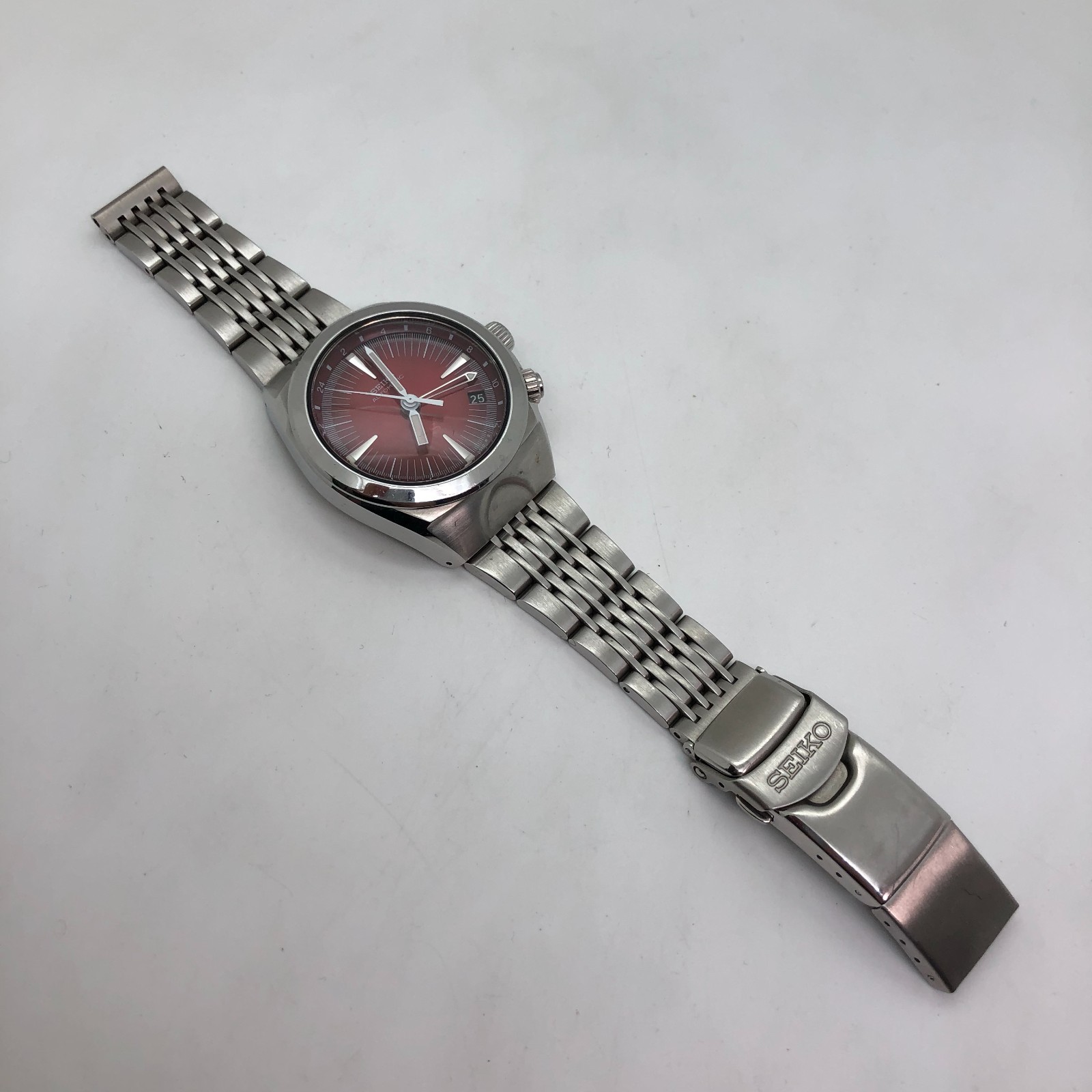 [w2350] SEIKO SUS 4S12-0010 SCFF007 Automatic All original Red dial 25J EX/VG