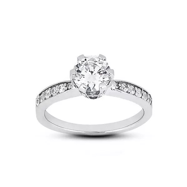 Engagement Ring 14K White Gold Vintage 1.45 Carat Round Lab-Grown Diamond E VS1